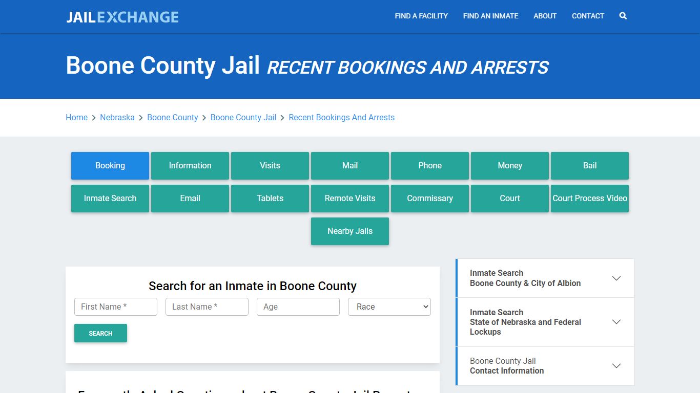 Boone County Jail NE Recent Arrests and Bookings - Jail Exchange